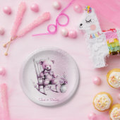 水彩ピンクベビーベア紙プレート ペーパープレート (パーティー)