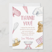 水彩ピンクベーキングガール誕生日 サンキューカード (正面)