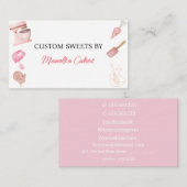 水彩ピンクベーキング料理器ベーカリー最小 名刺 (正面/裏面)