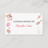 水彩ピンクベーキング料理器ベーカリー最小 名刺 (正面)