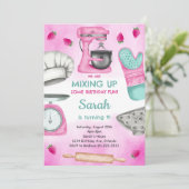 水彩ピンクベーキング料理誕生日招待状 招待状 (スタンド正面)