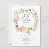 水彩ピンクペオニーフローラベビールンチョン 招待状 (正面)