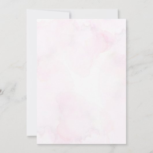 水彩ピンクホットエアバルーンガールベビーシャワー 招待状 (裏面)