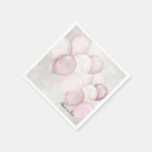 水彩ピンクホワイトバルーンパーティー スタンダードカクテルナプキン (角)