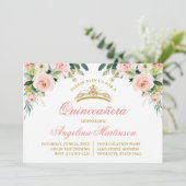 水彩ピンクホワイトフローラキンセアニェラパーティー 招待状 (スタンド正面)
