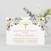 水彩ピンクホワイトフローラメディカルグラードパーティー 招待状 (スタンド正面)