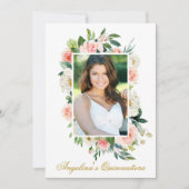 水彩ピンクホワイトフローラ写真キンセアニェラ 招待状 (正面)