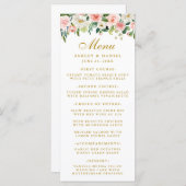 水彩ピンクホワイトフローラ結婚の金ゴールド メニュー (正面/裏面)