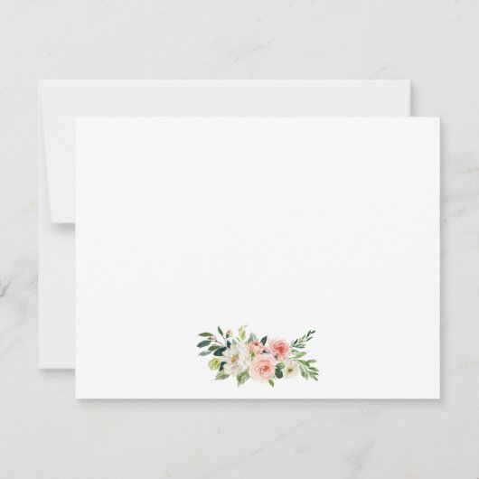 水彩ピンクホワイトフローラ金ゴールド パーソナライズされた ノートカード (裏面)