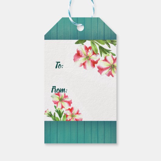 水彩ピンクホワイトペチュニアスフローラ母の日 ギフトタグ (裏面)