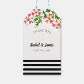 水彩ピンクホワイトペチュニアフローラ結婚ズ ギフトタグ (正面)