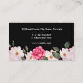 水彩ピンクホワイトローズバレリーナフローラブラック 名刺 (裏面)