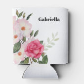 水彩ピンクホワイトローズバレリーナフローラリーフ 缶クーラー (裏面)