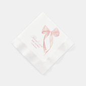 水彩ピンクボウのリボン女の子の赤ちゃんシャワー 縁ありカクテルナプキン (角)