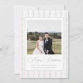 水彩ピンクボウガーランドクリスマスフォト シーズンカード (正面)