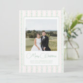 水彩ピンクボウガーランドクリスマスフォト シーズンカード (スタンド正面)