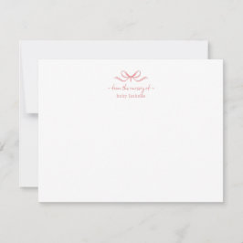 水彩ピンクボウギンガムベビーガール サンキューカード