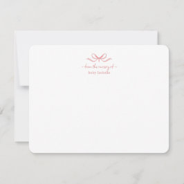 水彩ピンクボウギンガムベビーガール サンキューカード