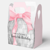 水彩ピンクボウシルバーディスコボール誕生日 フェイバーボックス (オープン)