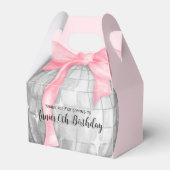 水彩ピンクボウシルバーディスコボール誕生日 フェイバーボックス (正面サイド)