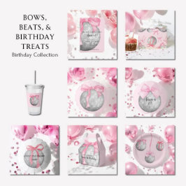 水彩ピンクボウシルバーディスコボール アクリルタンブラー