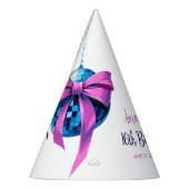 水彩ピンクボウディスコボールスウィート16誕生日 パーティーハット (左)