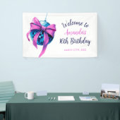 水彩ピンクボウディスコボールスウィート16誕生日 横断幕 (トレードショー)