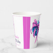 水彩ピンクボウディスコボールスウィート16誕生日 紙コップ (右)