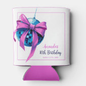 水彩ピンクボウディスコボールスウィート16誕生日 缶クーラー (裏面)