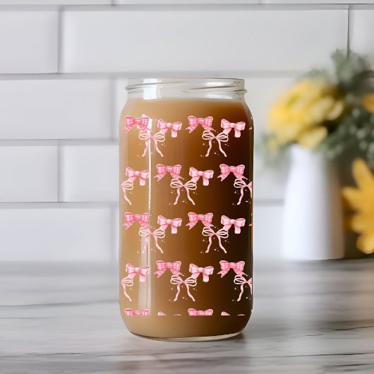 水彩ピンクボウバチェロレッテ ガラス缶