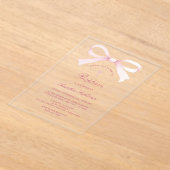 水彩ピンクボウバプテスマ アクリル招待状 (レイダウン)