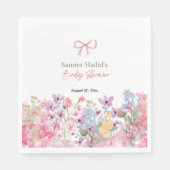 水彩ピンクボウフローラ女の子の赤ちゃんシャワー スタンダードランチョンナプキン (正面)