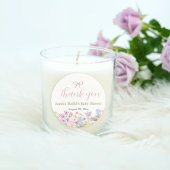 水彩ピンクボウフローラ女の子の赤ちゃんシャワー ラウンドシール