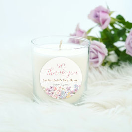 水彩ピンクボウフローラ女の子の赤ちゃんシャワー ラウンドシール