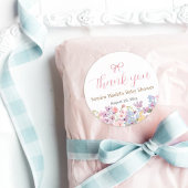 水彩ピンクボウフローラ女の子の赤ちゃんシャワー ラウンドシール