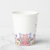 水彩ピンクボウフローラ女の子の赤ちゃんシャワー 紙コップ (右)