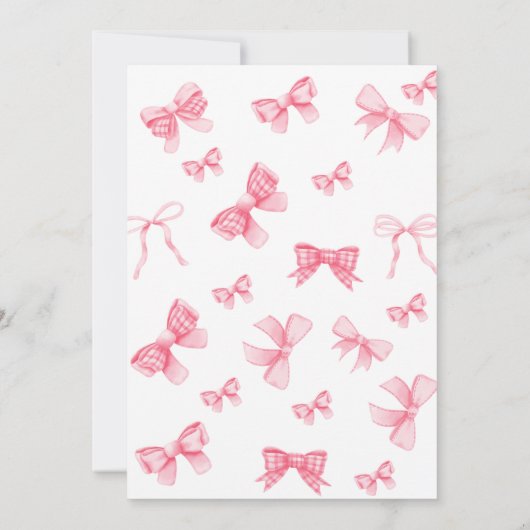 水彩ピンクボウベビーシャワーサンキューカード 案内状 (裏面)