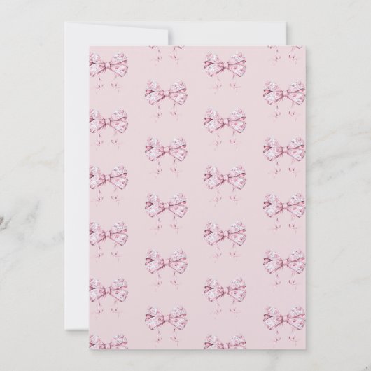 水彩ピンクボウベビーシャワー招待状 招待状 (裏面)