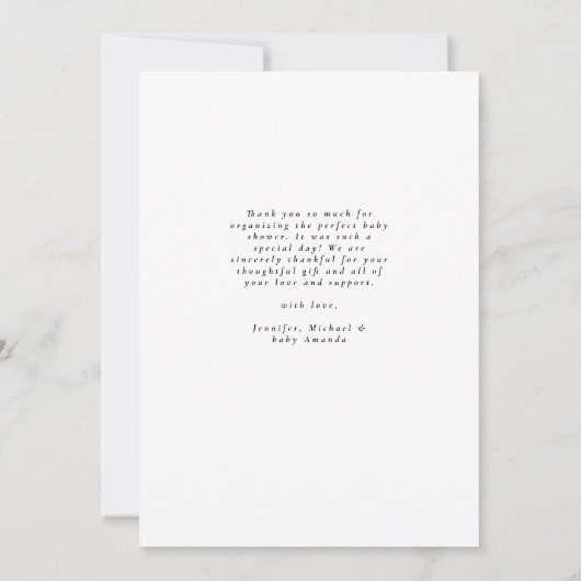 水彩ピンクボウ写真ベビーシャワーありがとう (裏面)