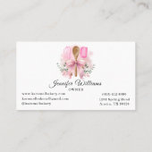 水彩ピンクボウ用具ベーカリー名刺 名刺 (裏面)