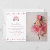 水彩ピンクボホベイビーシャワー サンキューカード (正面)