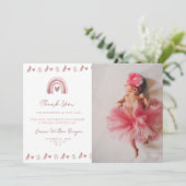 水彩ピンクボホベイビーシャワー サンキューカード (スタンド正面)