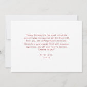 水彩ピンクボホワイルドフラワーハッピーバースデー カード (裏面)