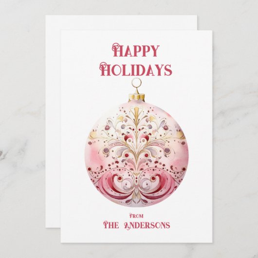 水彩ピンクボーパーソナライズされたル シーズンカード (正面/裏面)