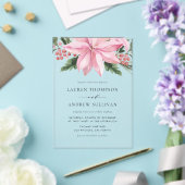 水彩ピンクポインセチアフローラ冬の結婚式 アクリル招待状 (インサイチュ (ウェディング))