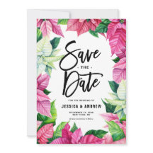 水彩ピンクポインセチアリース冬