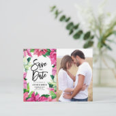 水彩ピンクポインセチア写真保存日 ポストカード (スタンド正面)