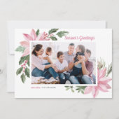 水彩ピンクポインセチア・シーズンのご挨拶 シーズンカード (正面)