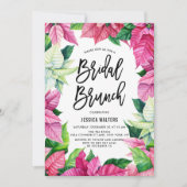 水彩ピンクポインセティアスフローラブライダルブランチ 招待状 (正面)
