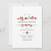 水彩ピンクポピーのリハーサルディナー 招待状 (正面)
